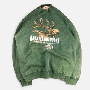 American Vintage 90’s America Outdoors Elk Moose Sweatshirt XL oversized